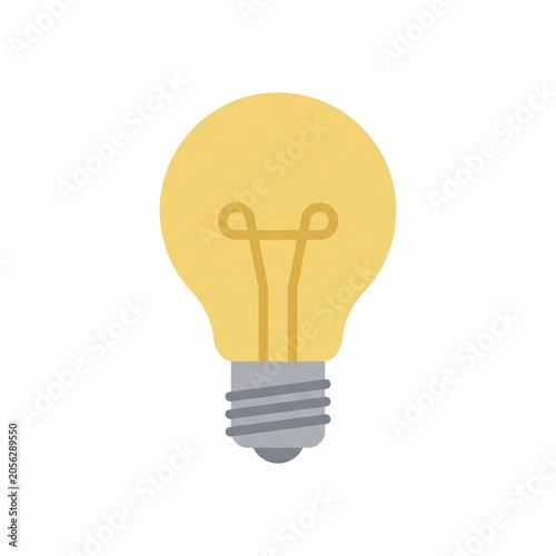 Minimal Light Bulb Idea 2D Flat Icon on White