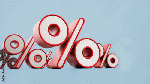 Bild auf Leinwand Percentage signs isolated on blue background. 3D illustration