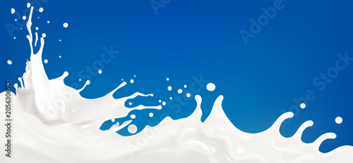 Foto milk splash high burst  droplets exploding  the left side perfect for dairy beve