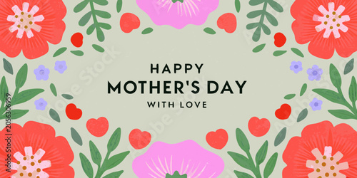 Floral ornament with text folk art style on a pale green background