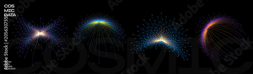 Fotografie Cosmic data visualization with colorful abstract nebula-like formations and star