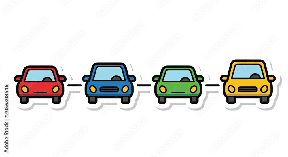 Fototapeta premium Four cars in a row linked.