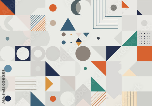 Quadro su tela Pastel geometric artwork showcasing rhythm proportion and modern decorative appe