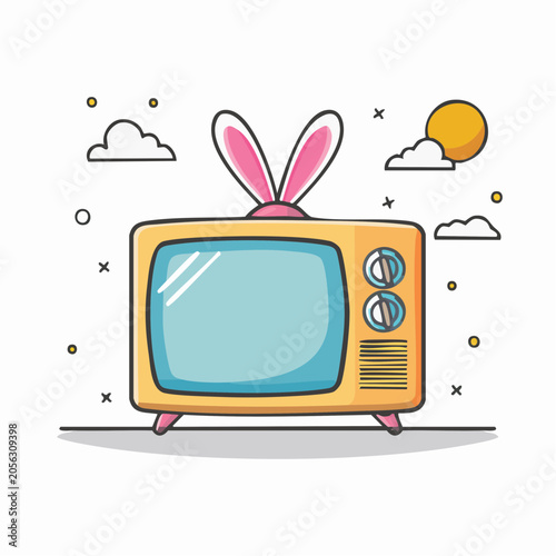 Retro Television with Bunny Ears