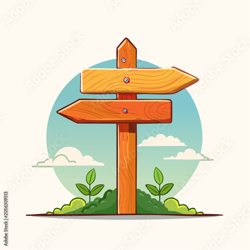 Wooden Directional Signpost with Arrow Signs