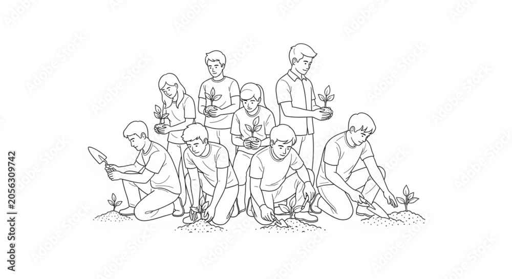 Obraz premium Group of people sitting on ground.