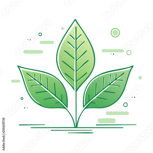Flat design green plant vector illustration