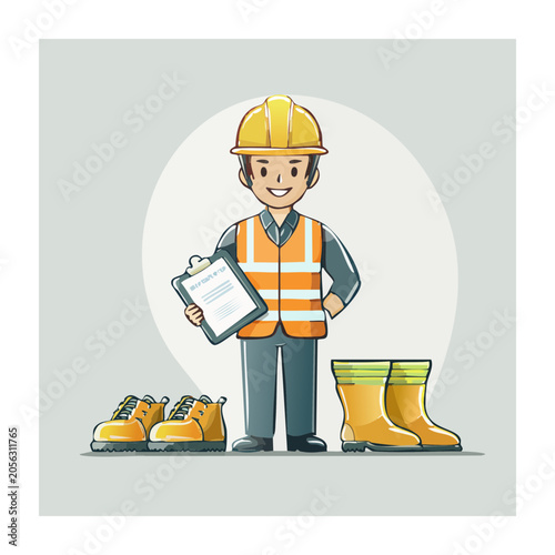 Flat design illustration of construction worker