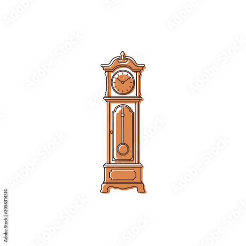 Grandfather Clock Continuous Line Vector