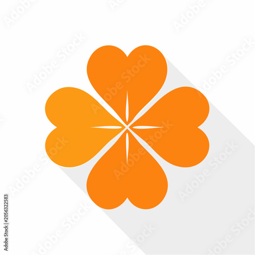 Orange Four-Leaf Clover Icon with Shadow