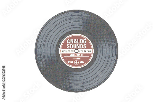 Valokuva Vinyl Records Vector Illustration, Black and White Record Design