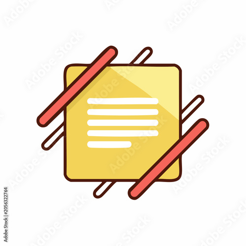 Yellow Sticky Note with Red Lines Icon