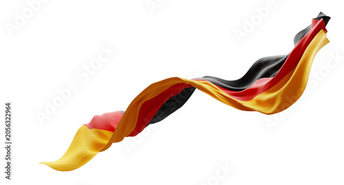 German flag flowing isolated on transparent background with fabric texture and copy space 3D render