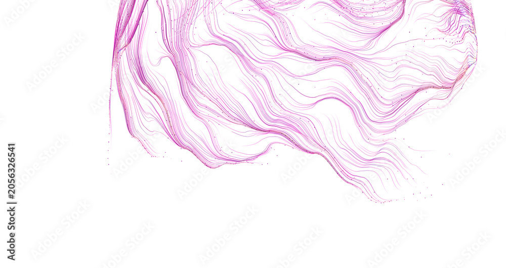 Fototapeta premium Abstract pink lines create a flowing pattern on a white background, perfect for artistic projects.