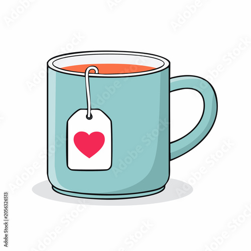 Cup of Tea with Heart Tea Bag Tag