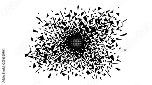 Photos Abstract Black Explosion Burst of Geometric Shapes on White Background