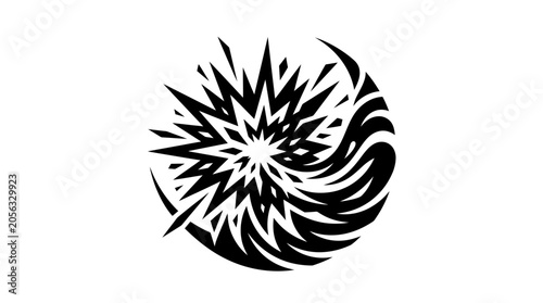 Фотография Abstract Black Explosive Starburst and Swirl Design