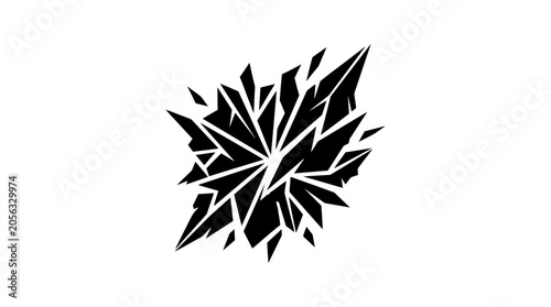Canvastavla Abstract Black Shattered Geometric Shape on White Background