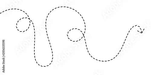 Foto Dynamic abstract dotted path with a fluid, curving motion, culminating in an arr