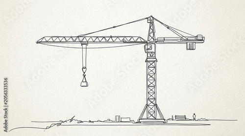 Simple pencil sketch of a heavy duty construction crane.