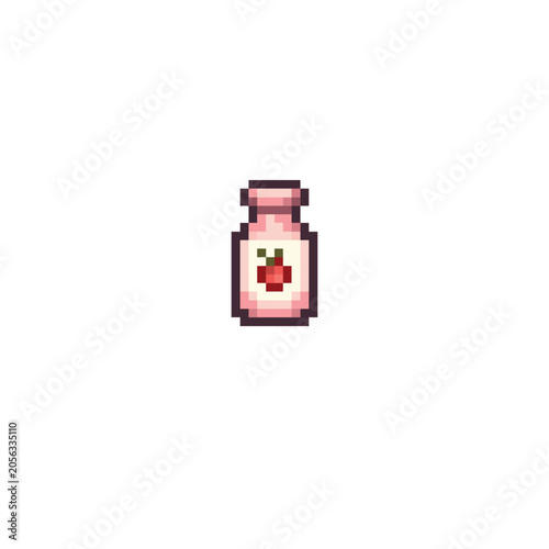 Pixel art strawberry milk box