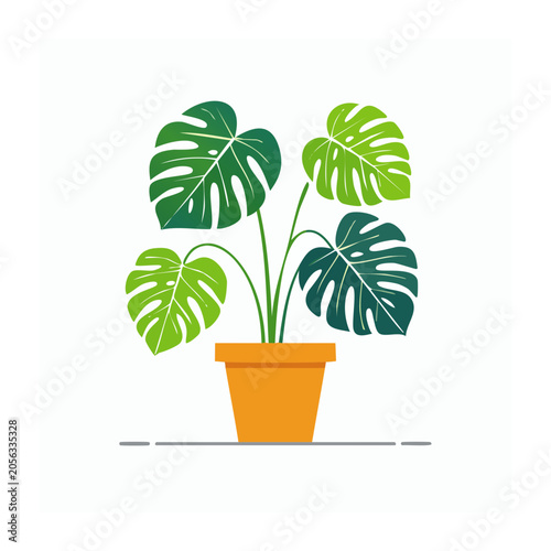 Flat design plant in orange pot isolated