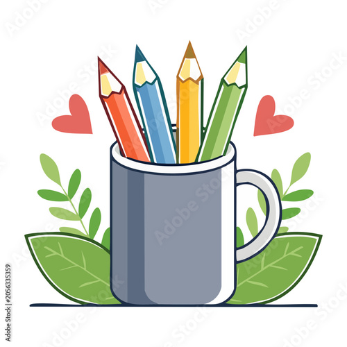 Flat design potted plant with tulips vector