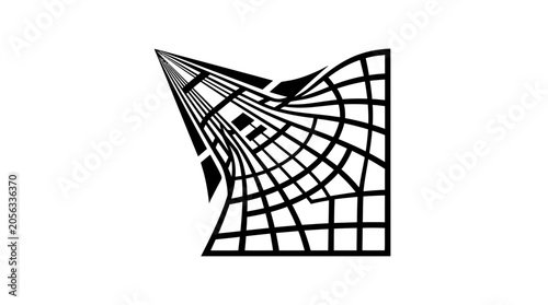 Abstract Geometric Distortion Black and White Graphic Design