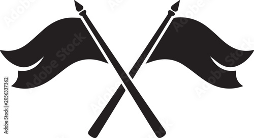 Bild auf Leinwand Two crossed pirate flags with black jolly roger symbols Vector