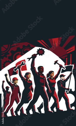 Labor Movement and Solidarity Workers Illustration