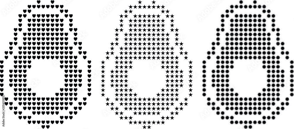 Fototapeta premium Camera aperture made of hearts stars and squares.