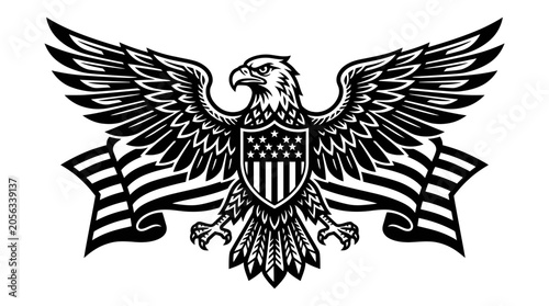 American Eagle Emblem with US Flag Banner