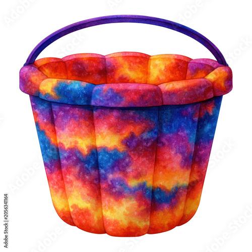 Whimsical watercolor trick or treat bucket, isolated on transparent background