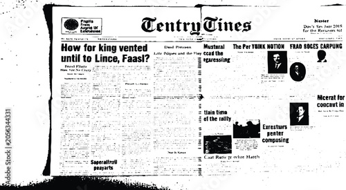 Foto Traditional news publication page layout in monochrome.