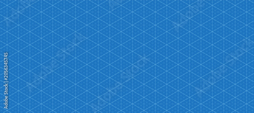 Photos Light blue isometric triangular grid on blue paper