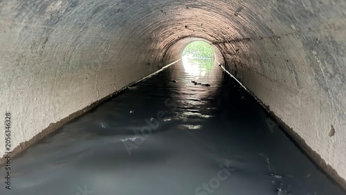 Konstfotografi concrete culvert system channels water efficiently, preventing flooding and eros