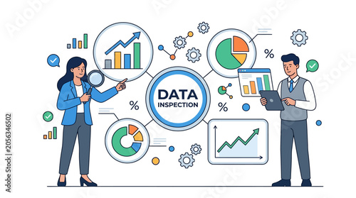Business analytics, data analysis, charts, graphs, digital marketing, people working