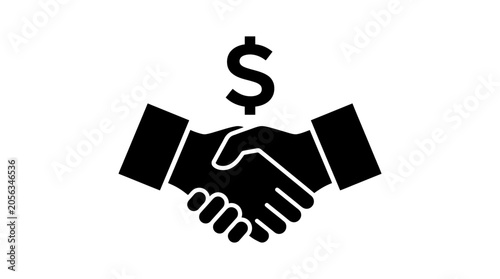 Business Deal Icon: Handshake with Dollar Sign