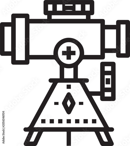 Professional Theodolite Scope Vector Icon for Surveying, Engineering, Geospatial Mapping, Construction Planning, Land Surveying, Precision Measurement, Architectural Design, Civil