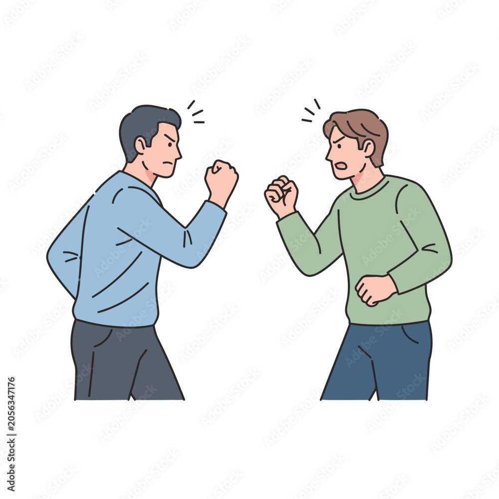 Fototapeta premium Two Men Arguing, Fist Fight Preparation, Conflict, Anger, Disagreement