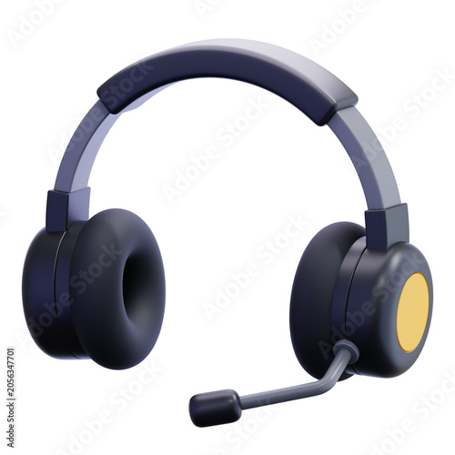 Professional Wireless Headset with Microphone Isolated on Transparent Background