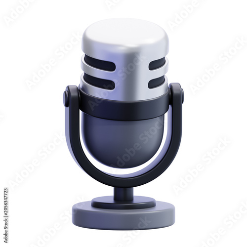 Vintage Studio Microphone Isolated on Transparent Background for Audio Recording