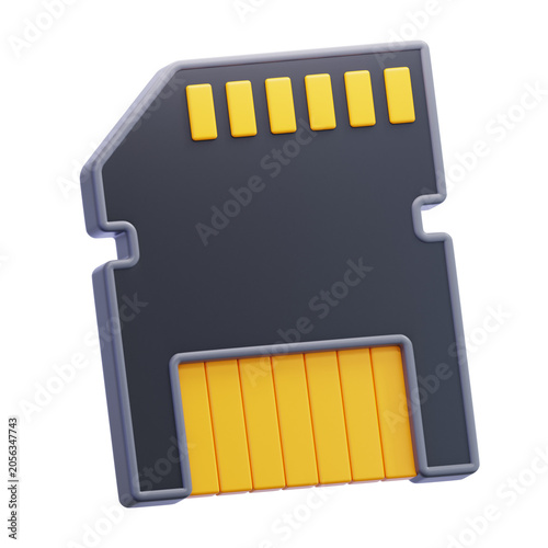 Isolated Memory Card Storage Device with Gold Contact Pins on Transparent Background