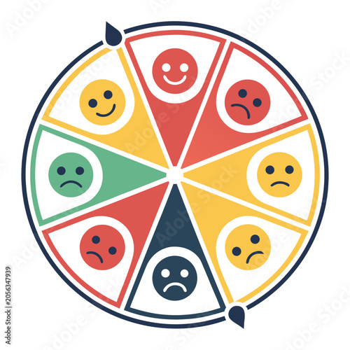 Obraz na płótnie Emotion wheel with happy and sad faces.