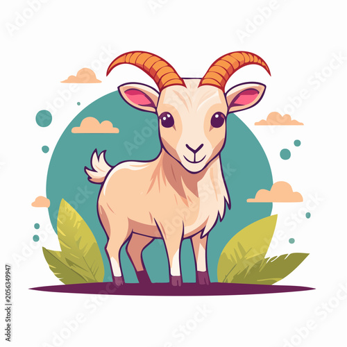 Cute cartoon goat illustration