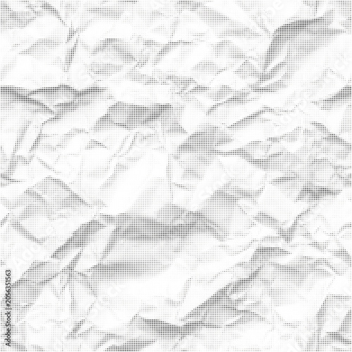 Quadro su tela Halftone crumpled paper texture transparent png with black dotted rough wrinkled