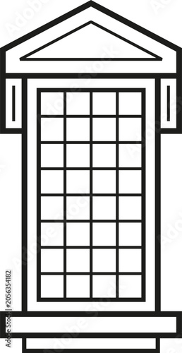 Billede på lærred Classical architectural window with pediment outline icon