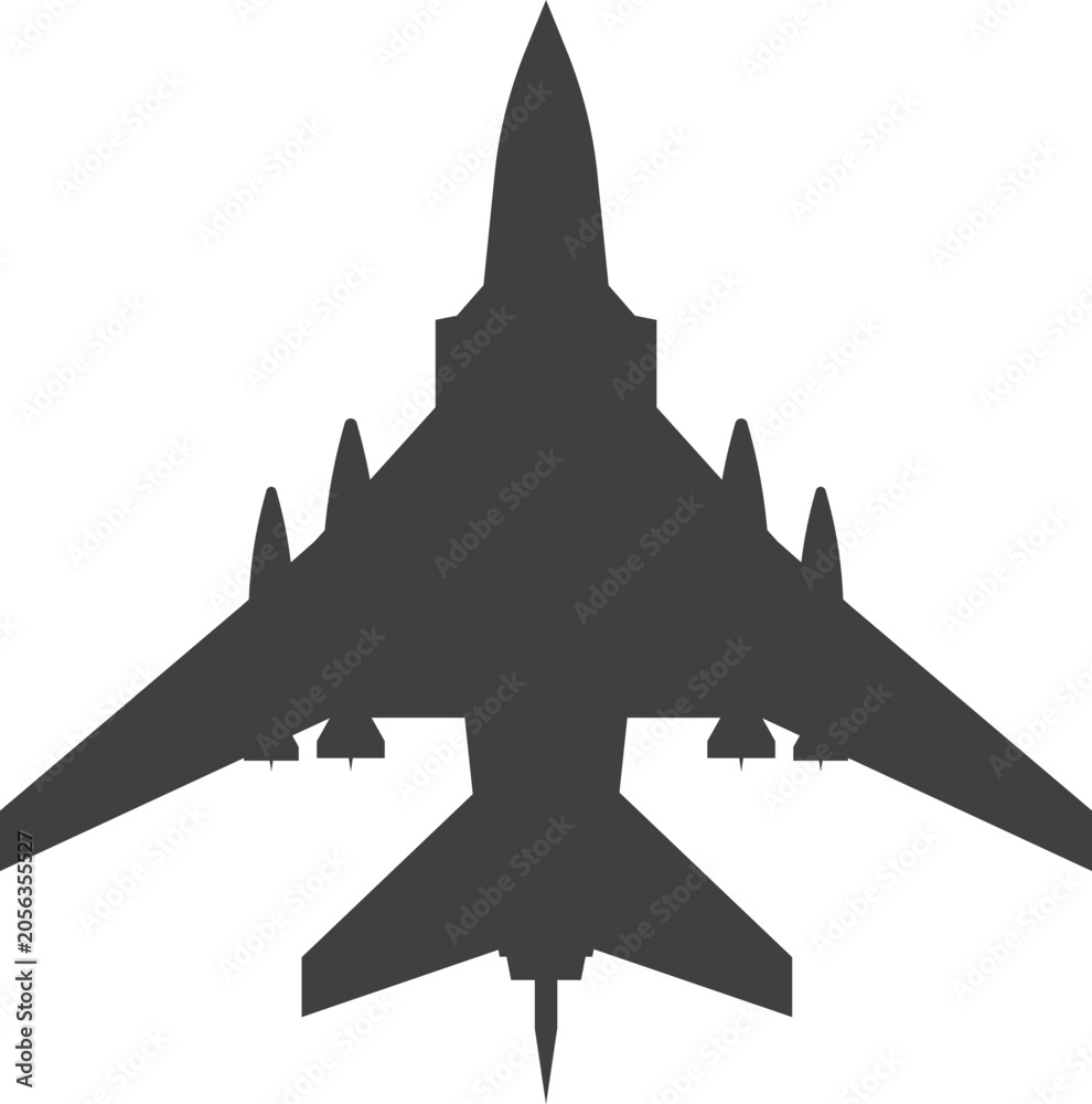 Obraz premium Military fighter jet aircraft silhouette vector icon