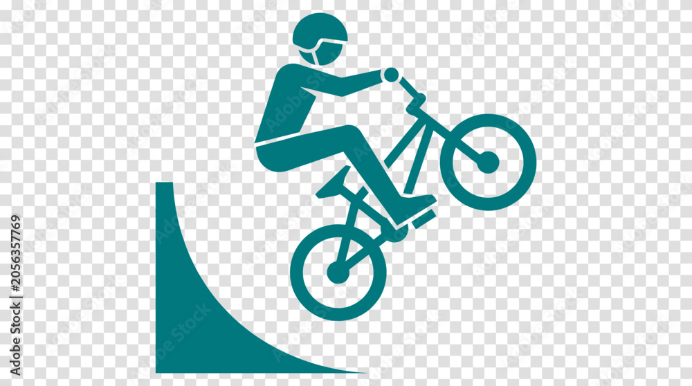 Naklejka premium BMX Rider Performing Trick on Ramp Icon