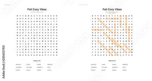 Mindfulness Fall Word Search Puzzle - L1O